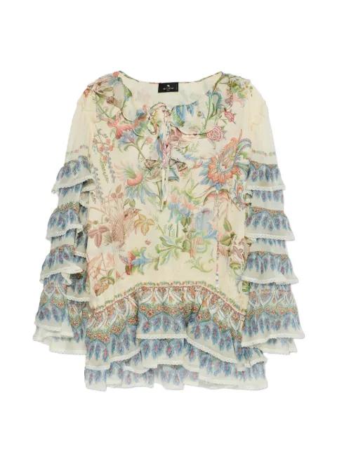 floral-pattern ruffled mini dress by ETRO