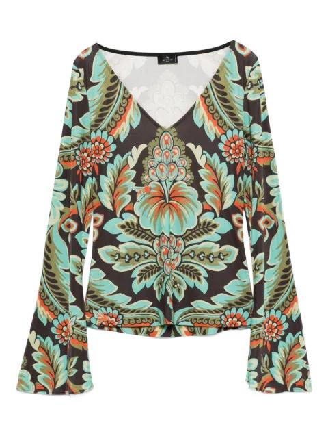 floral-print bell-sleeve T-shirt by ETRO