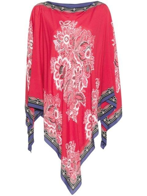 floral-print boat-neck poncho by ETRO