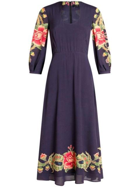 floral-print crepe-de-chine dress by ETRO