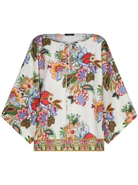 floral-print draped blouse by ETRO