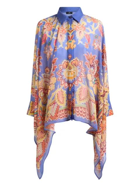 floral-print poncho shirt by ETRO