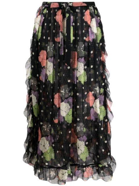 floral-print ruffled midi skirt by ETRO