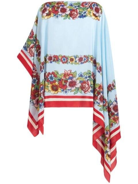 floral-print silk poncho by ETRO