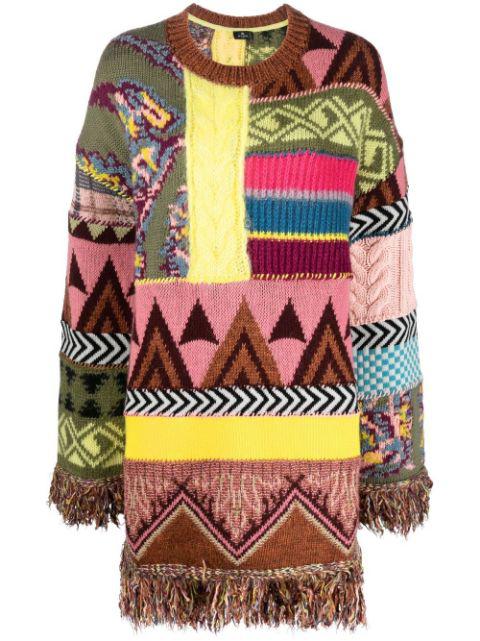 fringe-detail knitted dress by ETRO