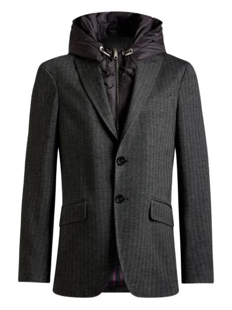 herringbone detachable-hood blazer by ETRO