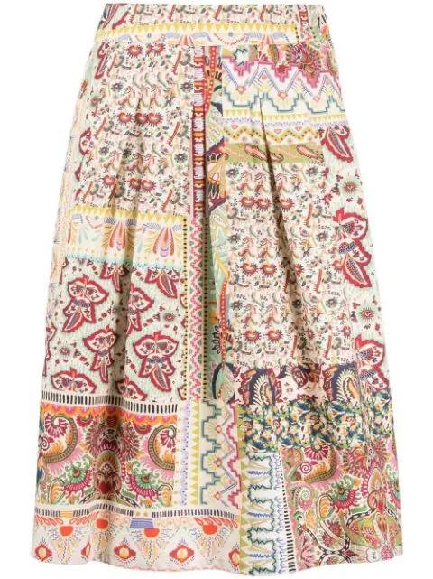 high-waisted graphic-print skirt by ETRO