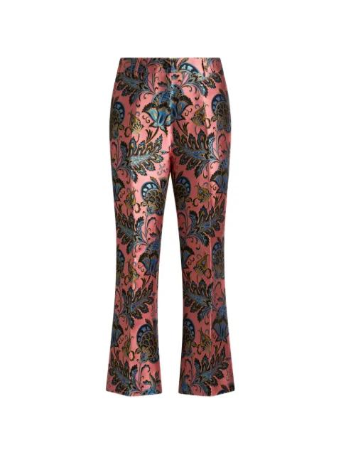 jacquard flared trousers with floral motif by ETRO