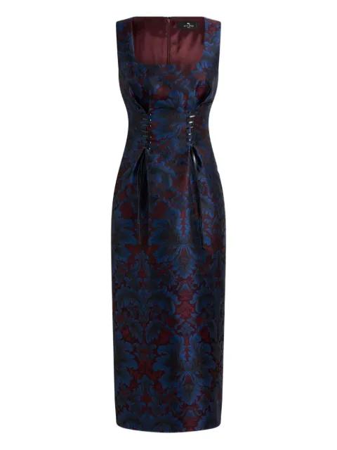 jacquard lace-up midi dress by ETRO