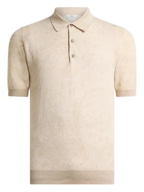 knit cotton polo shirt with floral paisley-motif by ETRO