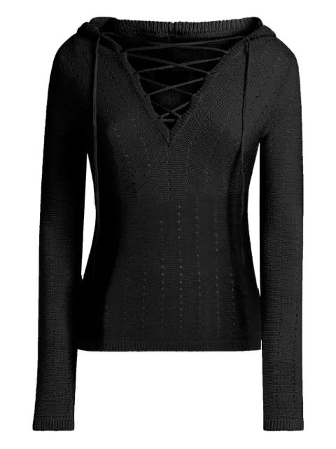 lace-up hoodied sweater by ETRO
