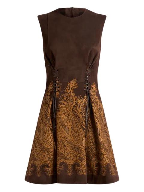 lace-up paisley-print mini dress by ETRO