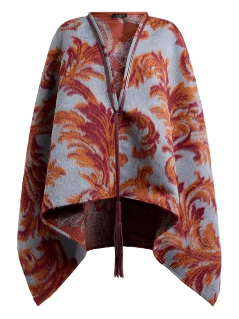 leaf-jacquard tassel cape by ETRO