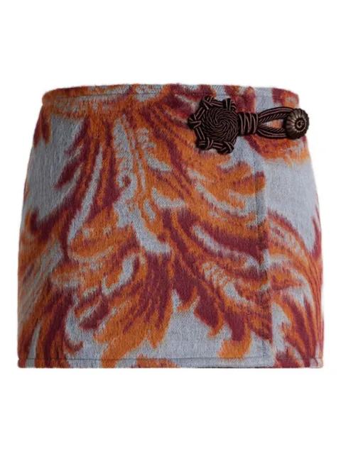 leaf-print belted mini skirt by ETRO