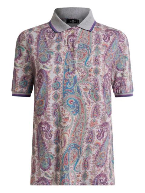 leafy paisley-motif cotton polo top by ETRO