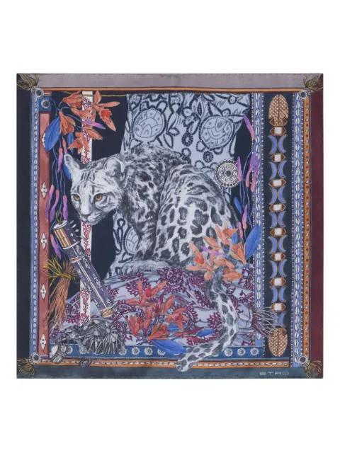leopard print silk pocket square by ETRO