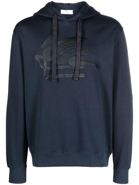 logo-embroidered cotton hoodie by ETRO