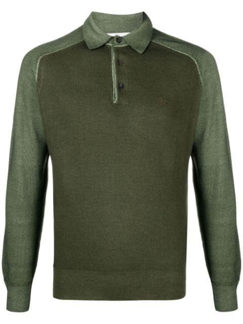 logo-embroidered knitted polo shirt by ETRO