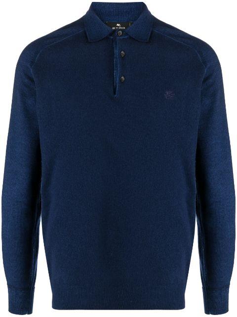 logo-embroidered knitted polo shirt by ETRO