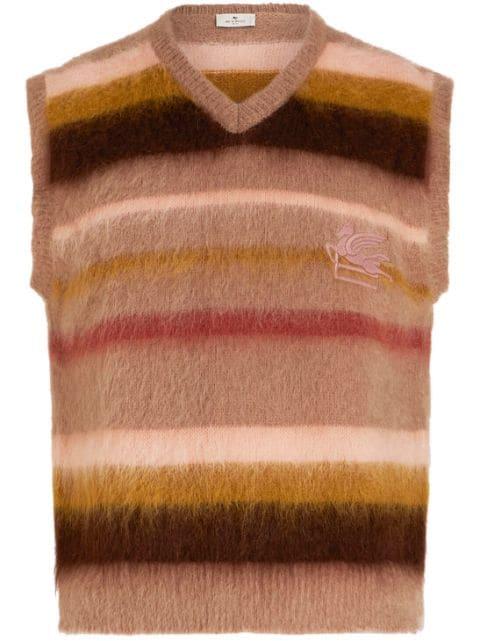 logo-embroidered mohair-blend sleeveless jumper by ETRO