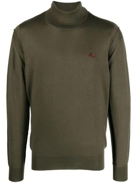 logo-embroidered roll neck jumper by ETRO