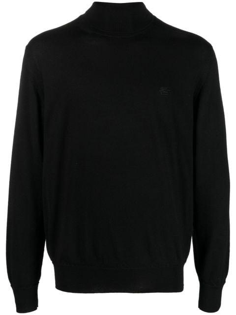 logo-embroidered roll neck jumper by ETRO