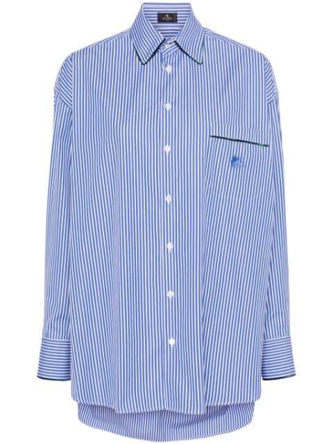 logo-embroidered striped cotton shirt by ETRO