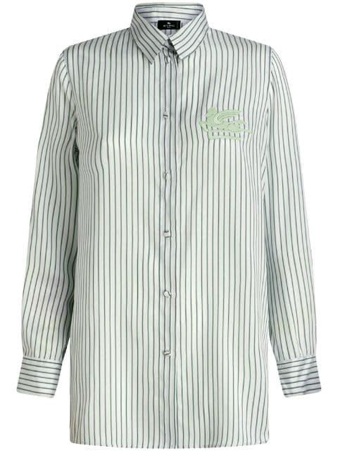 logo-embroidered striped shirt by ETRO
