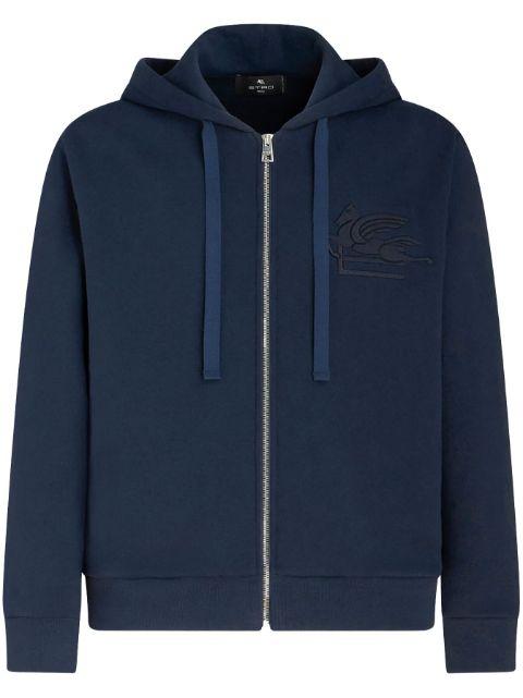 logo-embroidered zip-up cotton jacket by ETRO