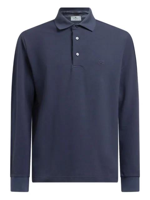 logo-embroidery long-sleeve polo shirt by ETRO