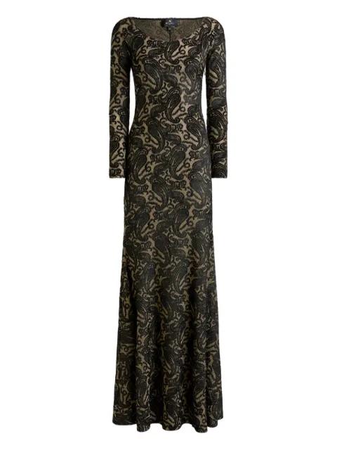 long chenille jacquard dress with lurex and Paisley motif by ETRO