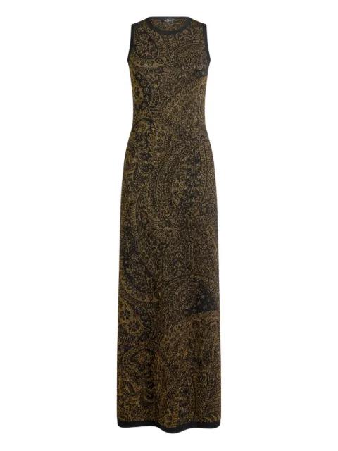 long dress in wool-blend jacquard with metallic paisley motif by ETRO