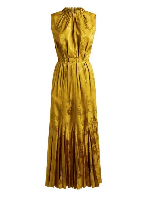 long dress with leafy jacquard-motif by ETRO