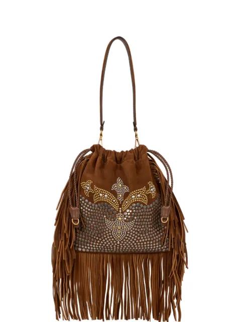 medium suede Kalispera bag with studs and fringes by ETRO