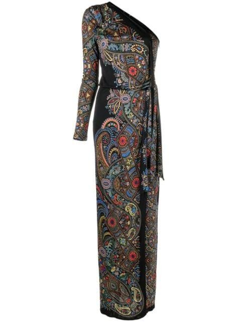 one-shoulder paisley-print dress by ETRO