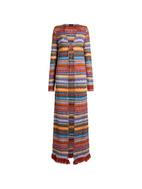 openwork striped cotton long cardigan by ETRO