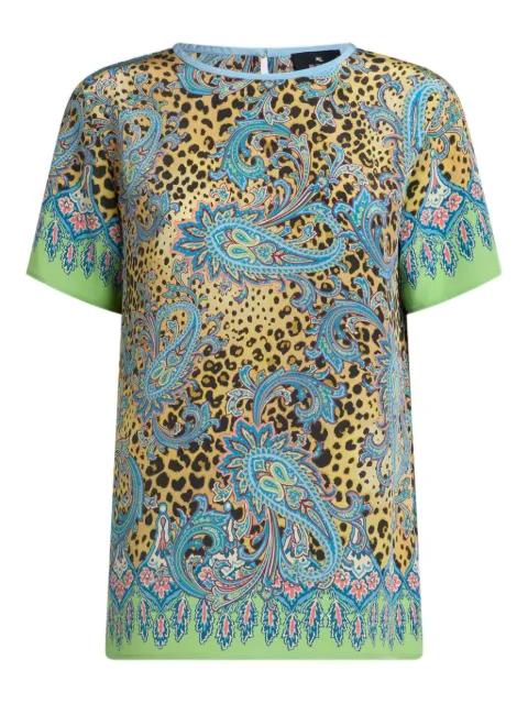 paisley animal-motif silk top by ETRO