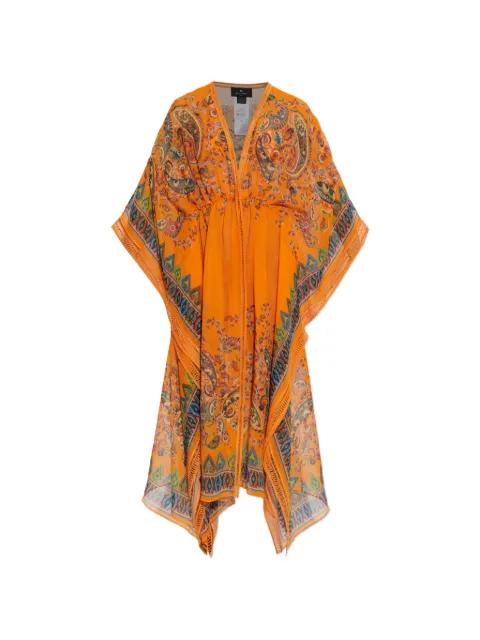 paisley crochet-detail V-neck midi dress by ETRO