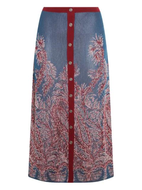 paisley-jacquard button-front skirt by ETRO