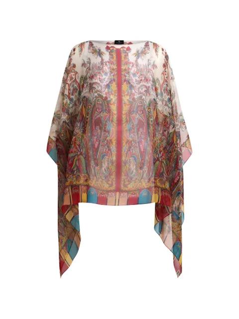 paisley-motif silk poncho by ETRO