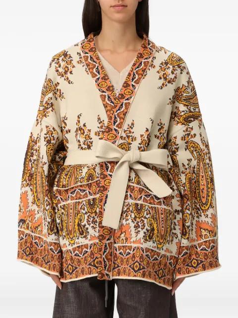 paisley-patterned belted cardigan by ETRO