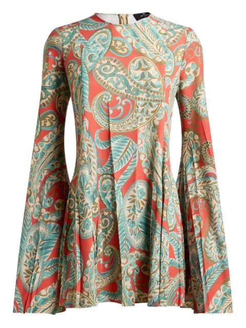 paisley pleated mini dress by ETRO