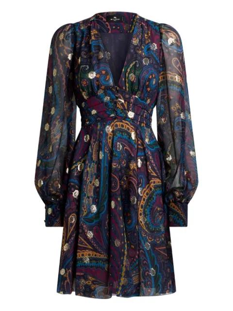 paisley-print V-neck mini day dress by ETRO
