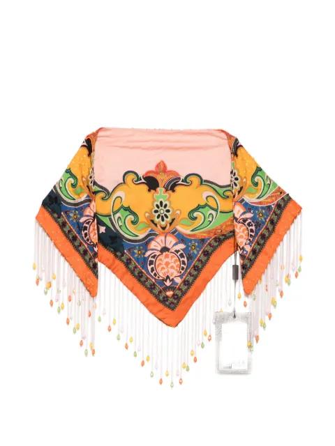 paisley-print beaded-fringe scarf by ETRO