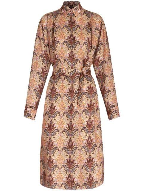 paisley-print belted midi shirtdress by ETRO