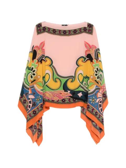 paisley-print boat-neck poncho by ETRO