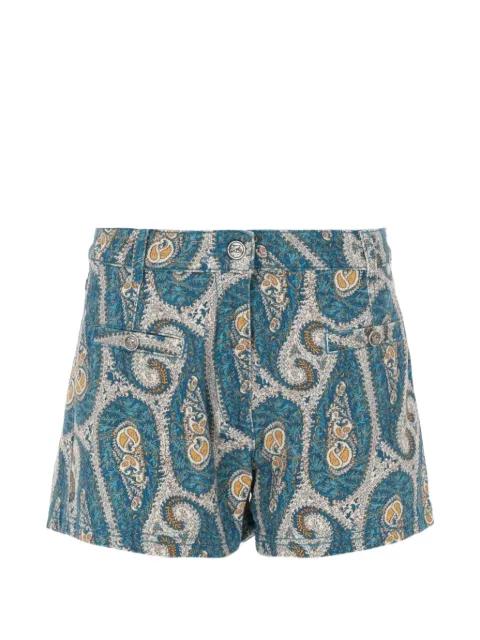 paisley-print denim shorts by ETRO