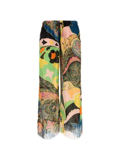 paisley-print fringed-hem trousers by ETRO