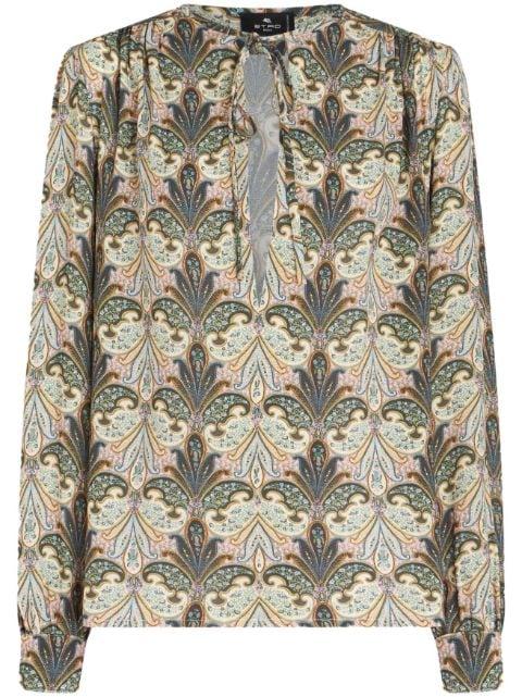 paisley-print front-tie blouse by ETRO