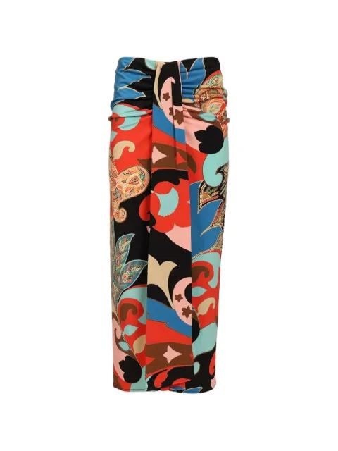 paisley-print gathered asymmetric maxi skirt by ETRO